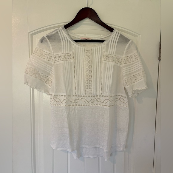 Rebecca Taylor Tops - Rebecca Taylor White Pleated Eyelet Blouse